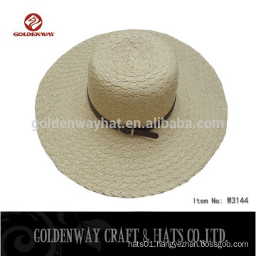 custom 2015 new designs women leather ribbon straw sun hat